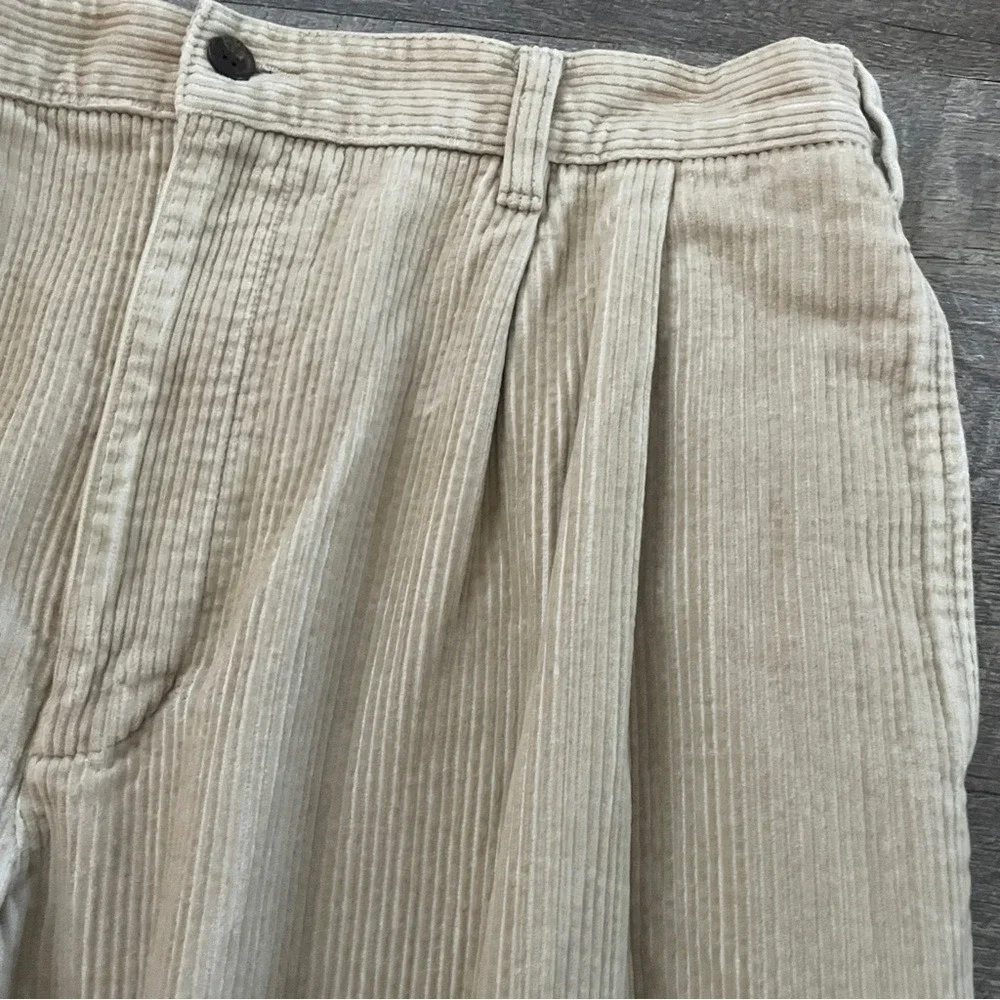 Field Gear Mens Tan Pleated Corduroy Pants‎ 36x30 Cuffed Straight Leg Cotton